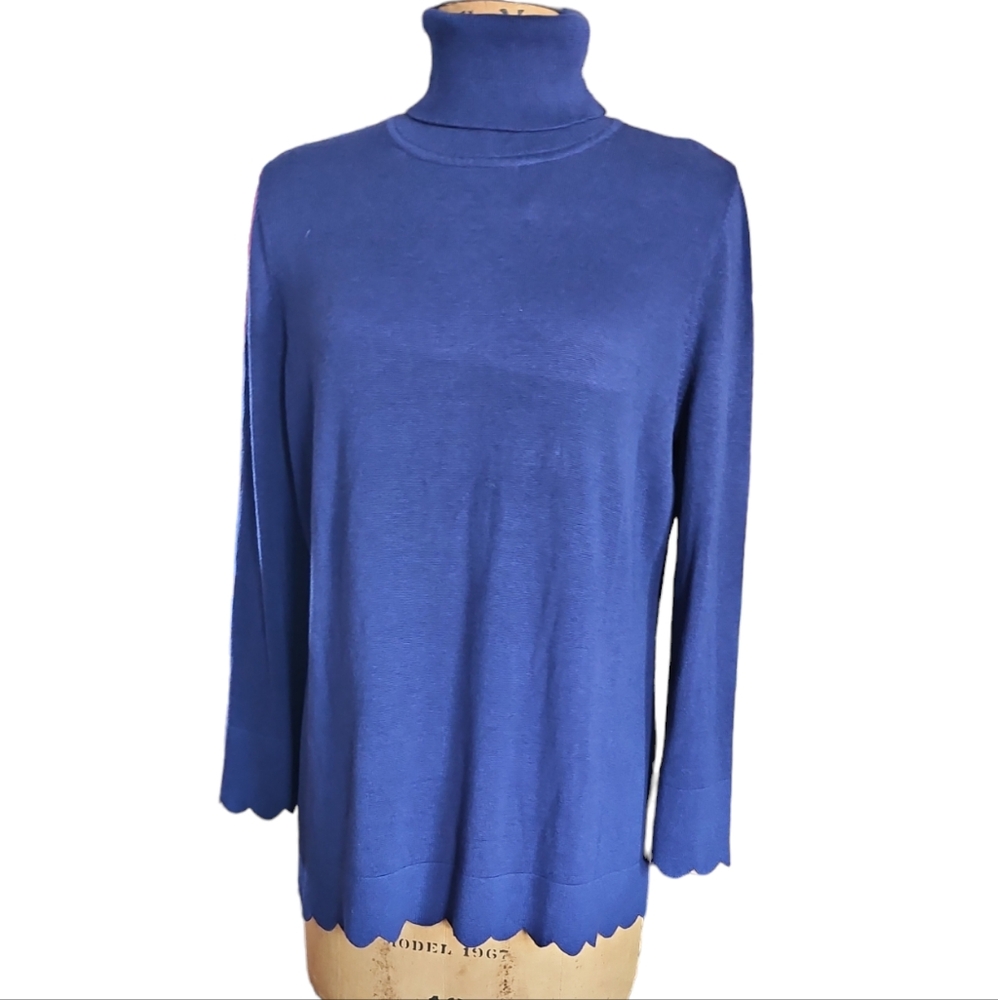 Isaac Mizrahi Live! Womens blue sweater tunic turtle-neck NWOT